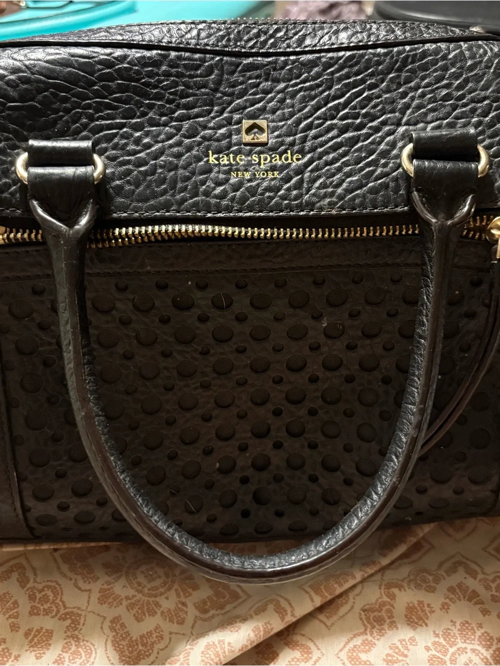 kate spade Black Textured Leather Crossbody with Gold Hardware